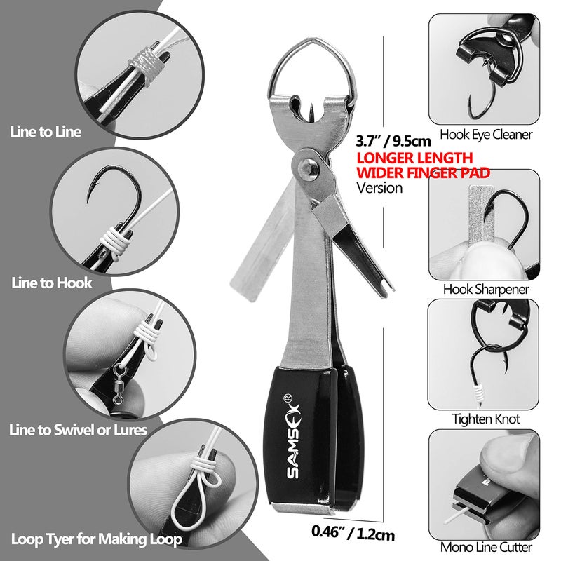 SAMSFX Fishing Quick Knot Tying Tool 3.7" Large Size 4 in 1 Mono Line Clipper with Zinger Retractor Combo - Image 2